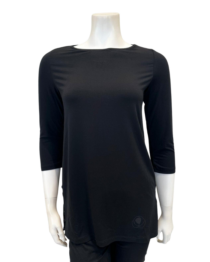 Oh! Zuza Black Swirl Design Sheer Lace Trimmed Modal Pajamas Set
