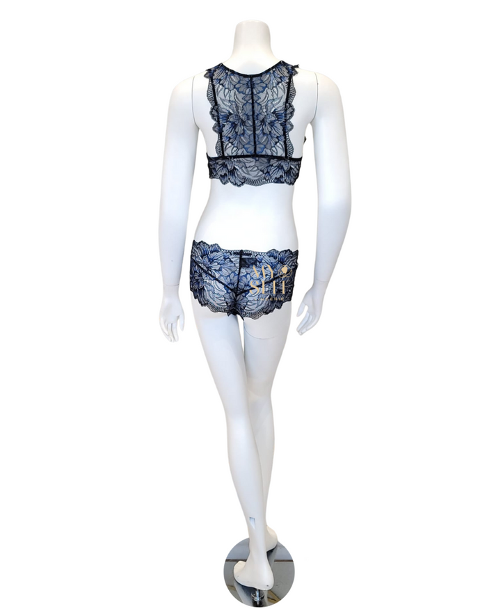 Oh! Zuza 3839 + 3840 Black/Blue Lace Bralette Set myselflingerie.com