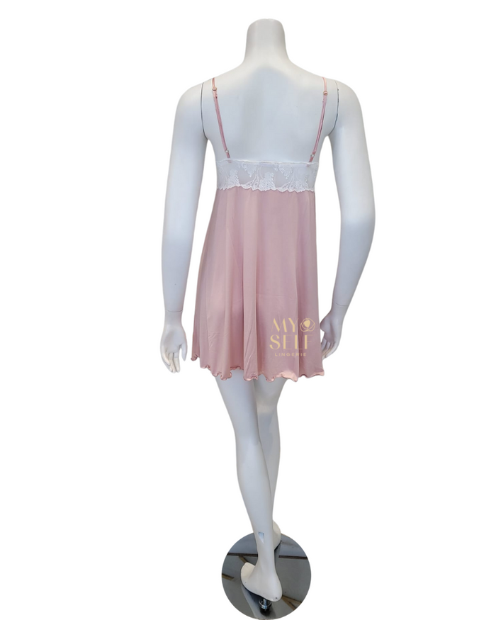 Oh! Zuza 3819 + 3820 Dusty Pink Floral Fantasy Chemise & Robe Set myselflingerie.com