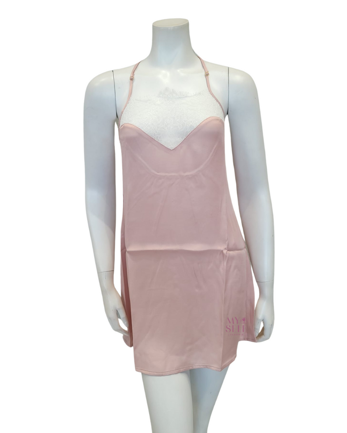 Oh! Zuza 3938 + 3939 Elegant White Lace Pink Chemise & Kimono Set myselflingerie.com