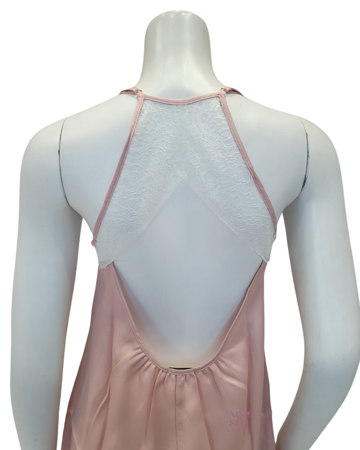 Oh! Zuza 3938 + 3939 Elegant White Lace Pink Chemise & Kimono Set myselflingerie.com