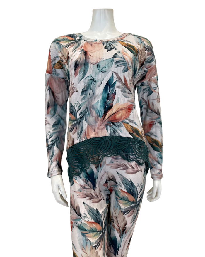 Oh! Zuza 4526 Floral Print Ribbed Modal Pajamas Set Myselflingerie.com