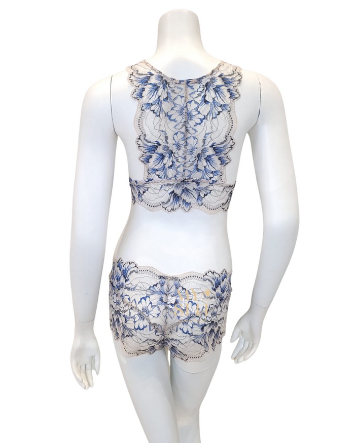 Oh! Zuza 3839 + 3840 Ivory/Blue Lace Bralette Set myselflingerie.com