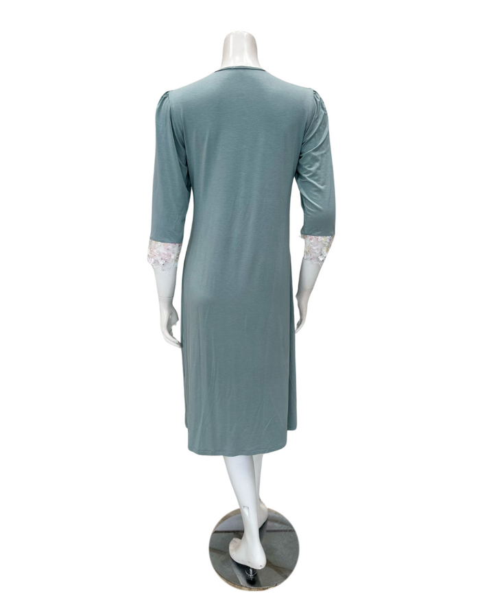 Oh! Zuza Sage Lace Button Down Modal Nightshirt Myselflingerie.com
