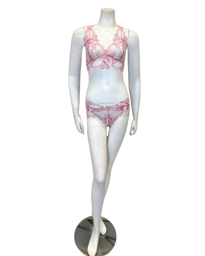 Oh! Zuza 3839+3840 Dusty Pink/Ivory Lace Bralette Set myselflingerie.com