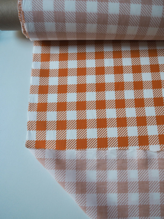 Orange Check Cotton Poplin