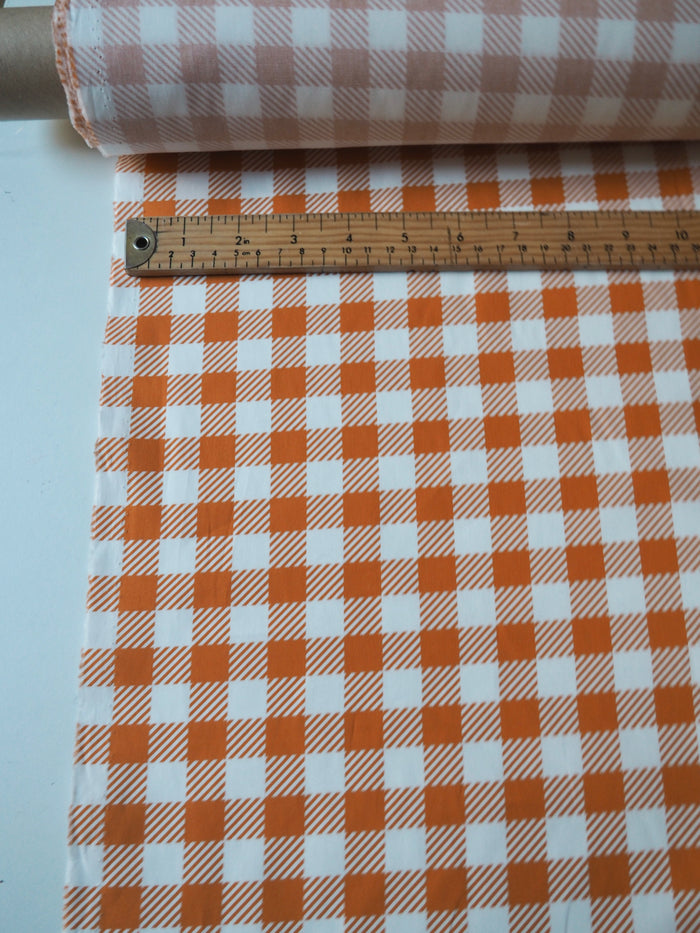 Orange Check Cotton Poplin