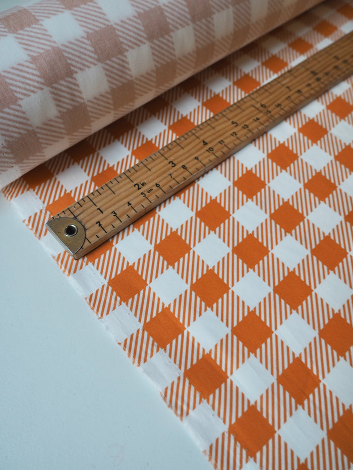 Orange Check Cotton Poplin