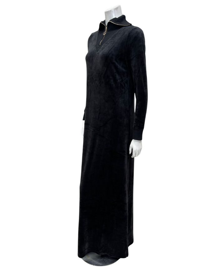ORD Black Velour Zipper Lounger with Ribbed Collar Myselflingerie.com