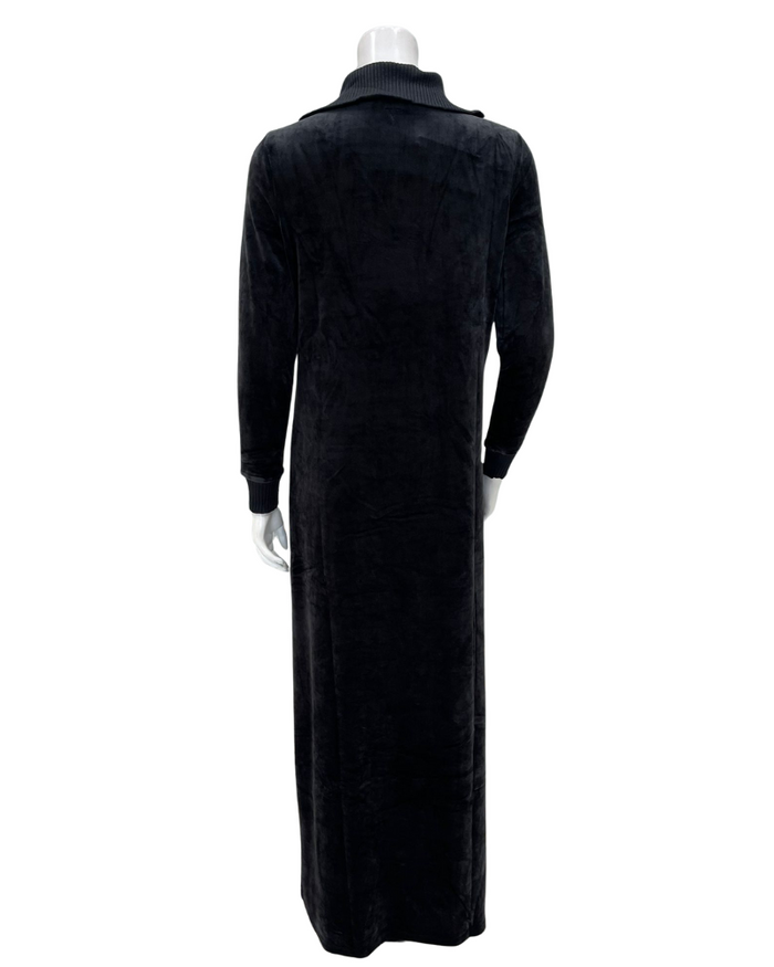 ORD Black Velour Zipper Lounger with Ribbed Collar Myselflingerie.com