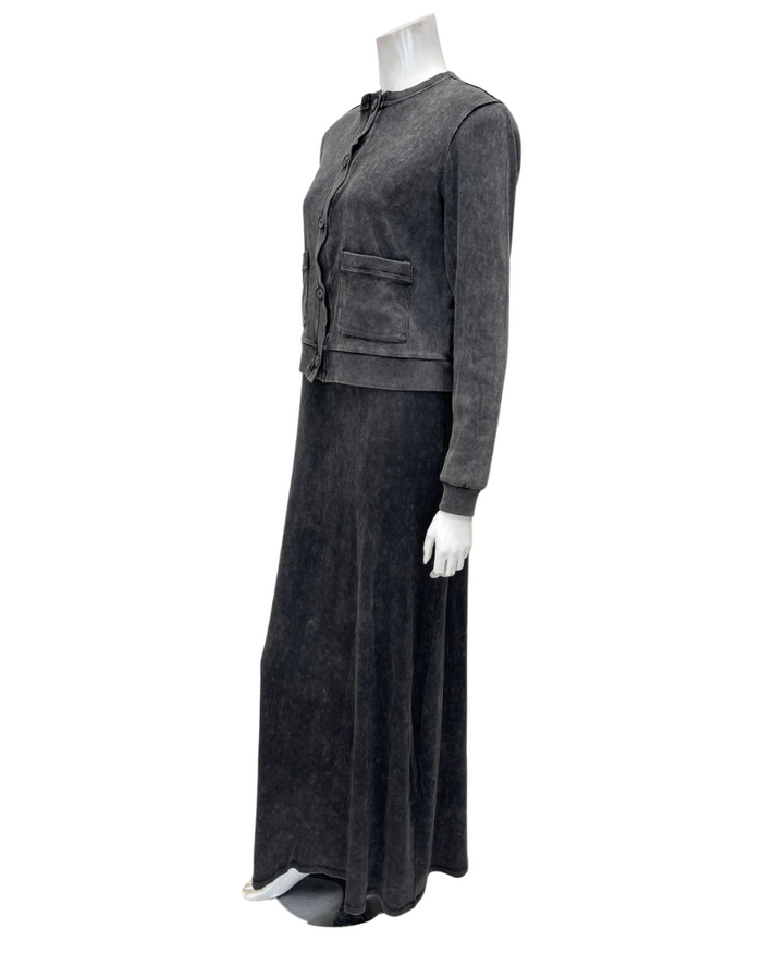 ORD Black Wash Sleeveless Maxi Jumper & Cardigan Set Myselflingerie.com