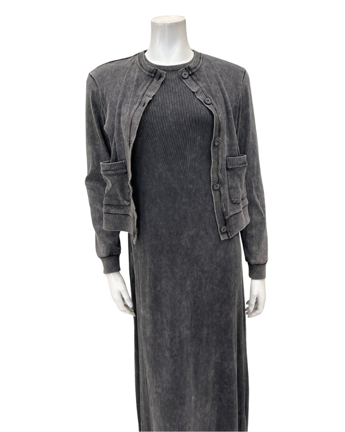 ORD Black Wash Sleeveless Maxi Jumper & Cardigan Set Myselflingerie.com