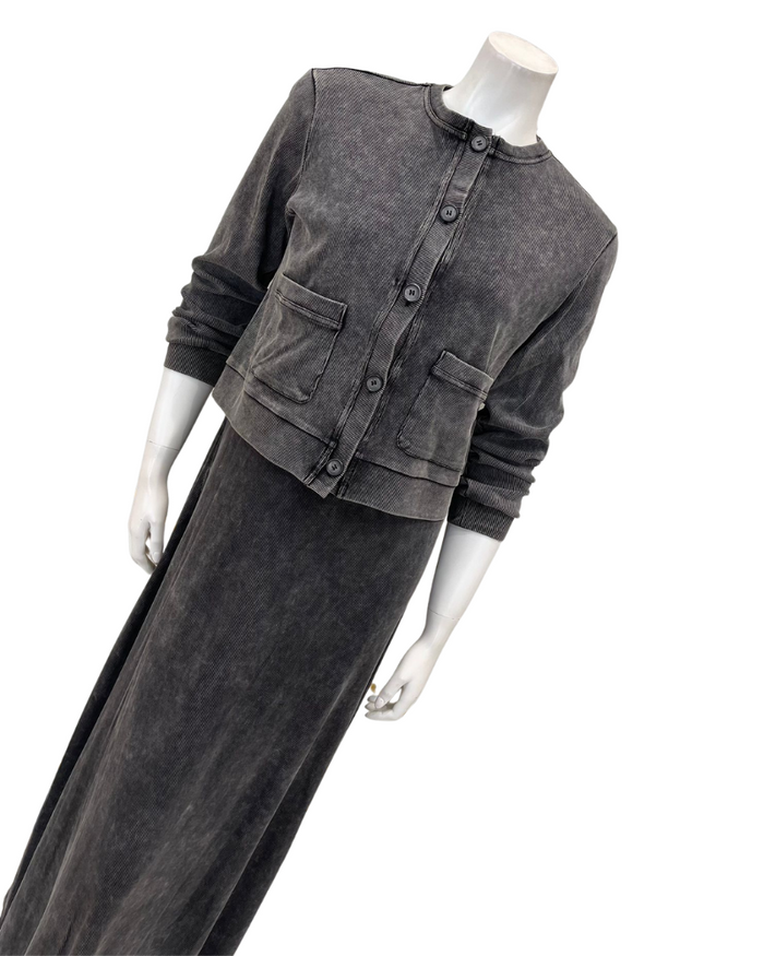 ORD Black Wash Sleeveless Maxi Jumper & Cardigan Set Myselflingerie.com