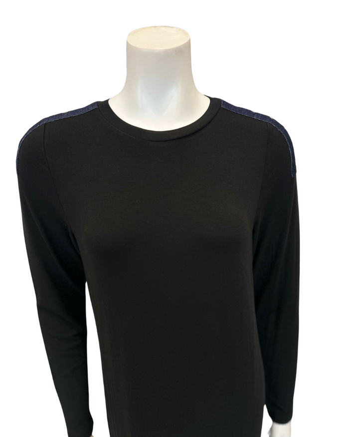ORD Black with Denim Stripe Pull On Modal Teen Nightgown Myselflingerie.com