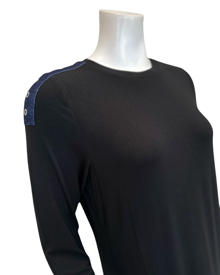 ORD Black with Denim Stripe Pull On Modal Teen Nightgown Myselflingerie.com
