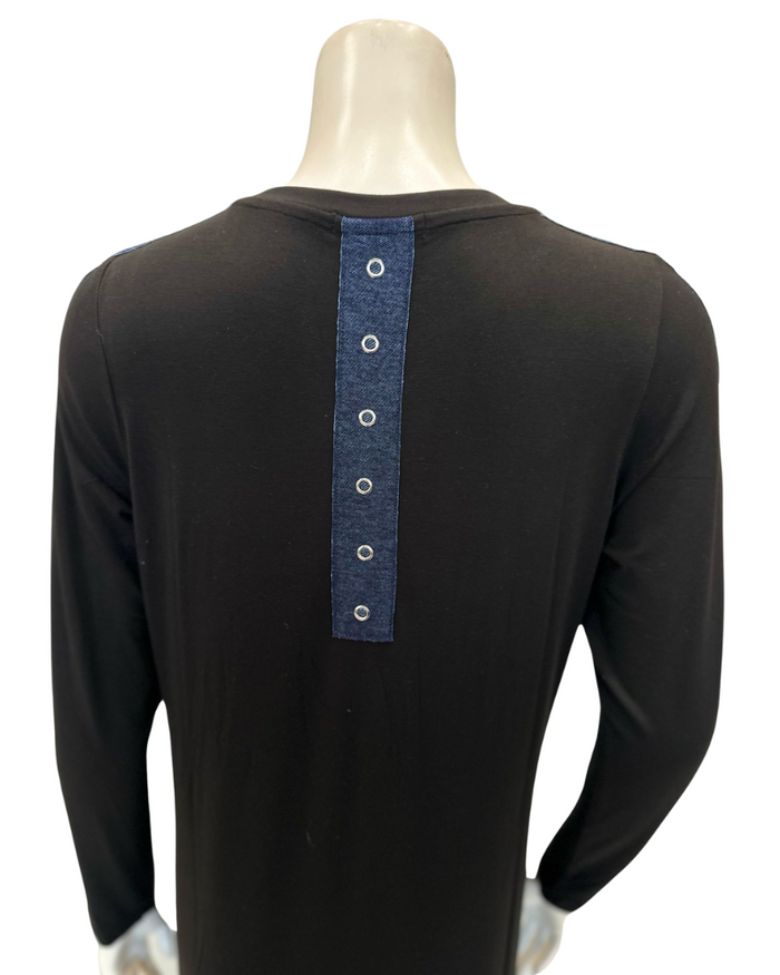 ORD Black with Denim Stripe Pull On Modal Teen Nightgown Myselflingerie.com