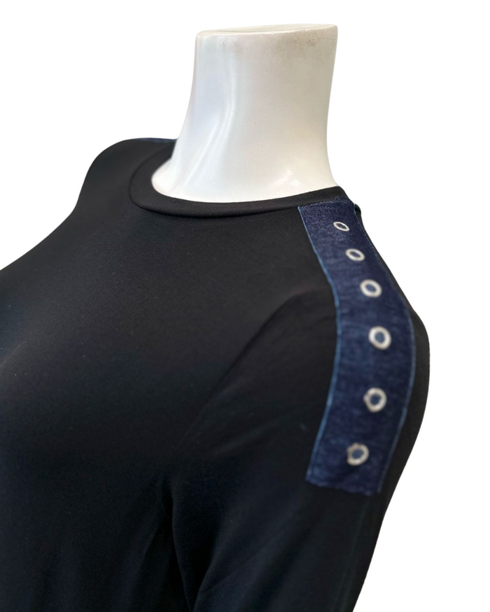 ORD Black with Denim Stripe Pull On Modal Teen Nightgown Myselflingerie.com