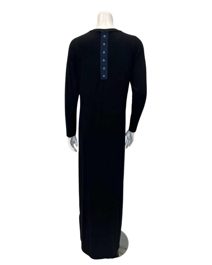 ORD Black with Denim Stripe Pull On Modal Teen Nightgown Myselflingerie.com