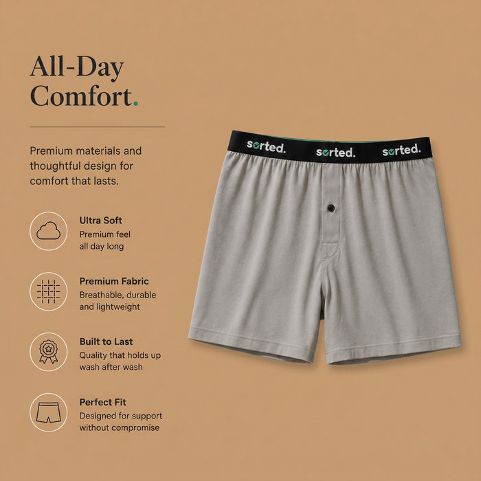 Organic Cotton Boxers - Neutral Grey