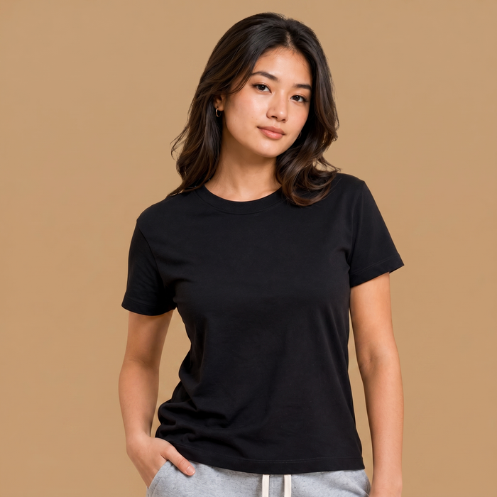 Organic Cotton Cropped T-Shirt - Jet Black