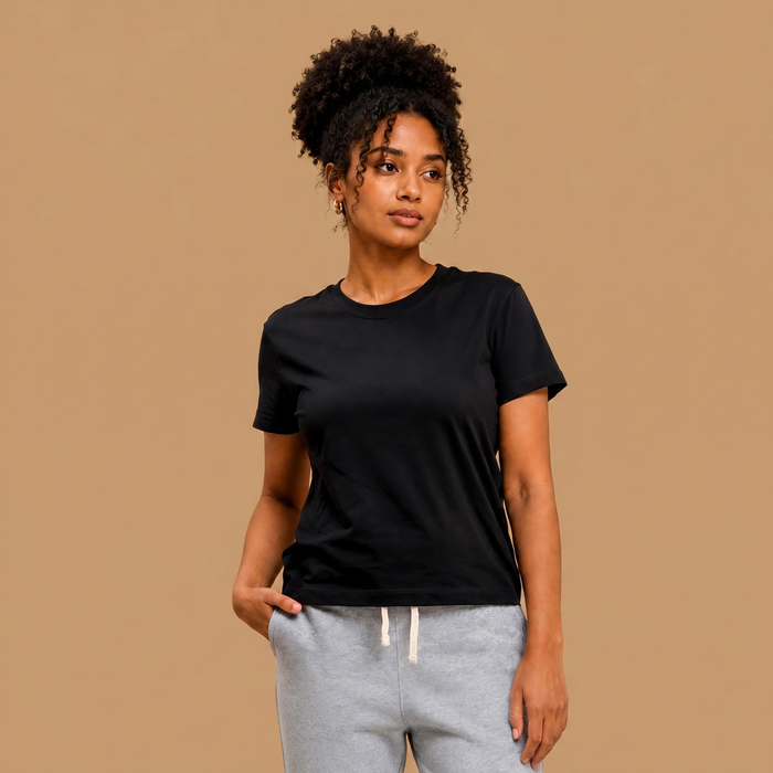 Organic Cotton Cropped T-Shirt - Jet Black