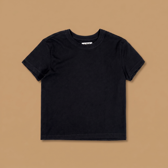Organic Cotton Cropped T-Shirt - Jet Black