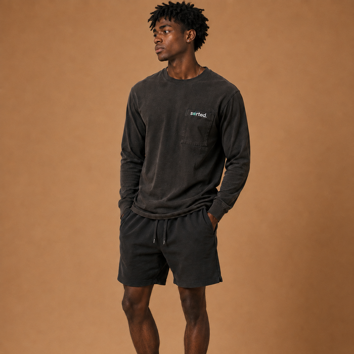 Organic Cotton Long Sleeve Pocket T-Shirt - Jet Black
