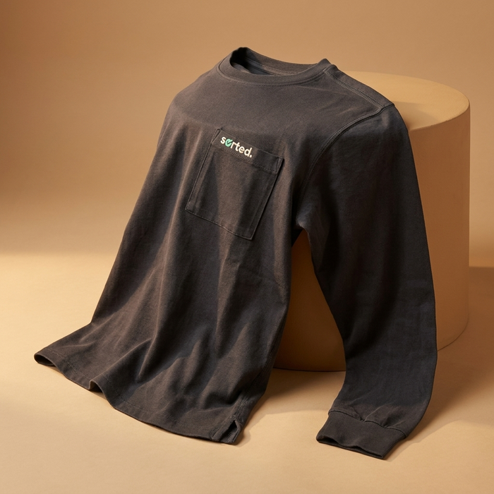 Organic Cotton Long Sleeve Pocket T-Shirt - Jet Black