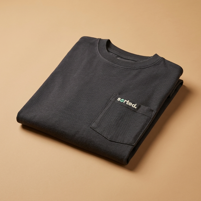Organic Cotton Long Sleeve Pocket T-Shirt - Jet Black
