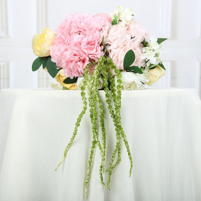 Pack of 2 - 32 inch Green Amaranthus Artificial Flower Stem With Ivy Leaves