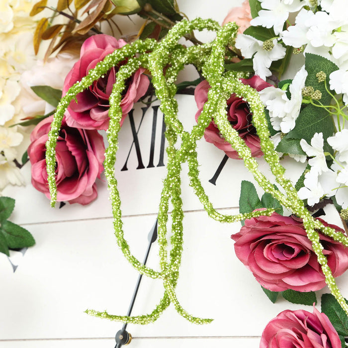 Pack of 2 - 32 inch Green Amaranthus Artificial Flower Stem With Ivy Leaves