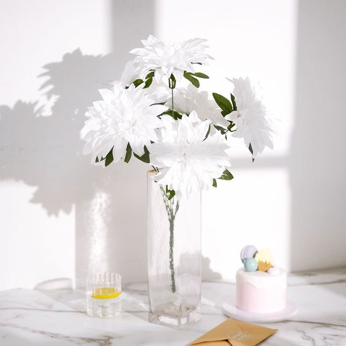 Pack of 2 | 20inch White Dahlia Flower Bushes, Artificial Wedding Bouquets