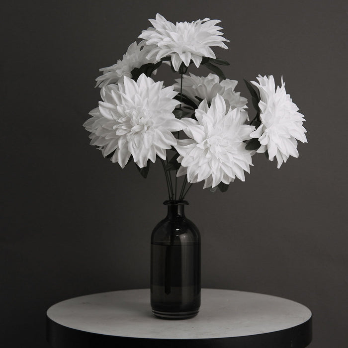 Pack of 2 | 20inch White Dahlia Flower Bushes, Artificial Wedding Bouquets