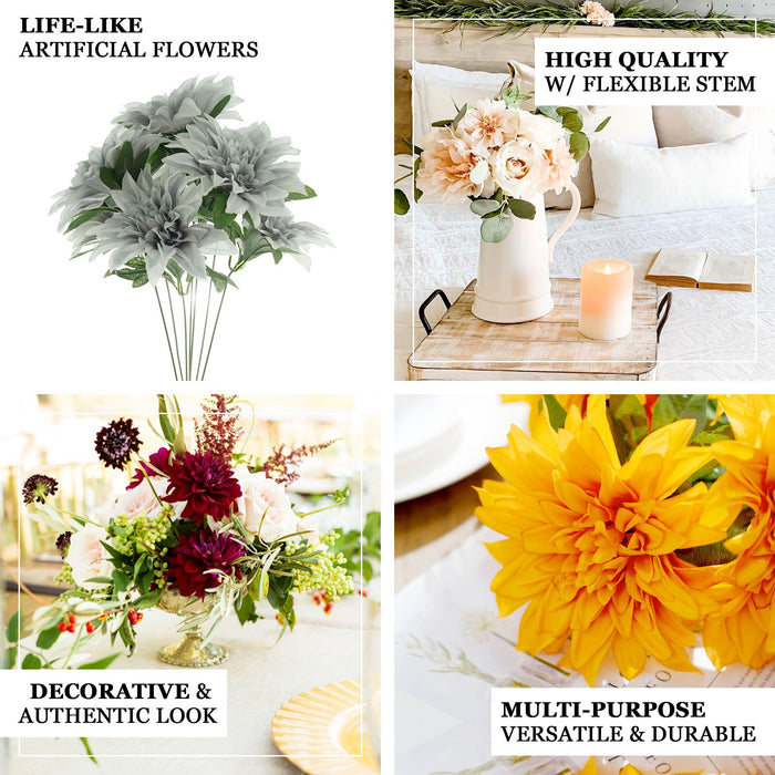 Pack of 2 | 20inch White Dahlia Flower Bushes, Artificial Wedding Bouquets