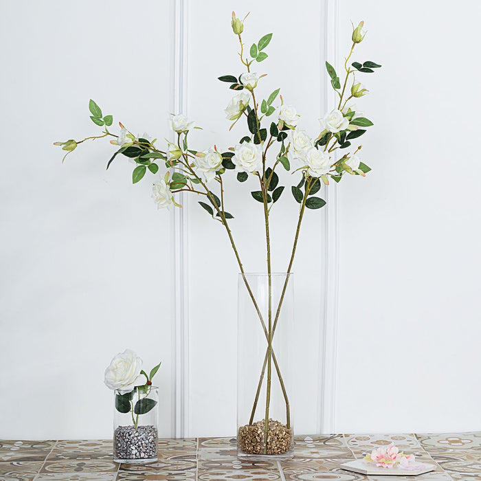 Pack of 2 | 38 inch Cream Silk Long Stem Roses, Artificial Flowers Rose Bouquet