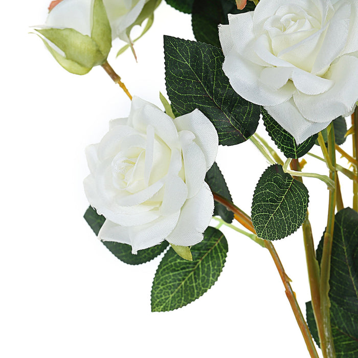 Pack of 2 | 38 inch Cream Silk Long Stem Roses, Artificial Flowers Rose Bouquet