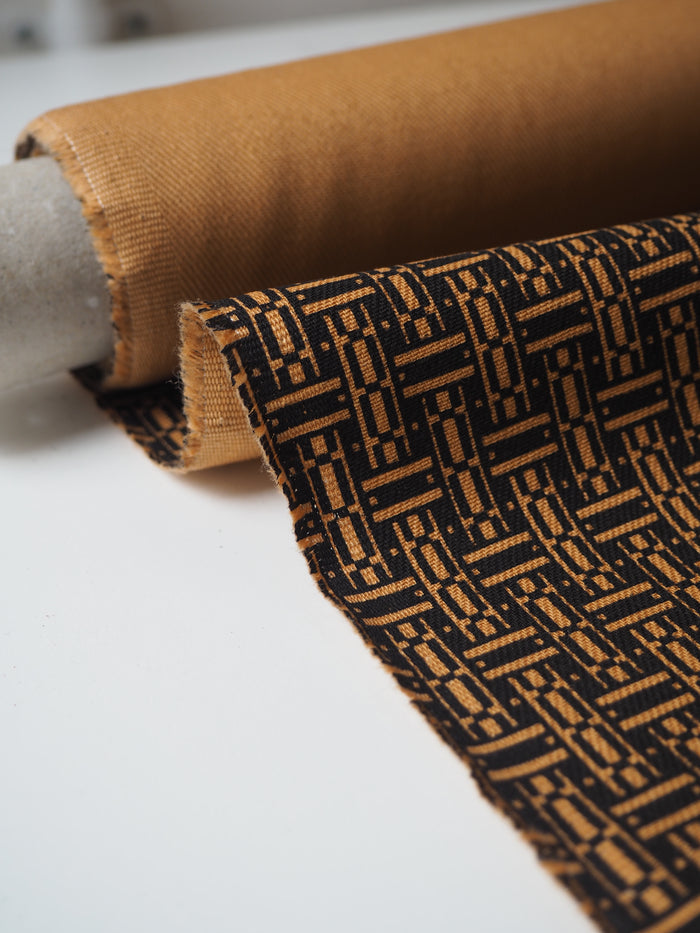Pale Orange Parquet Cotton Twill