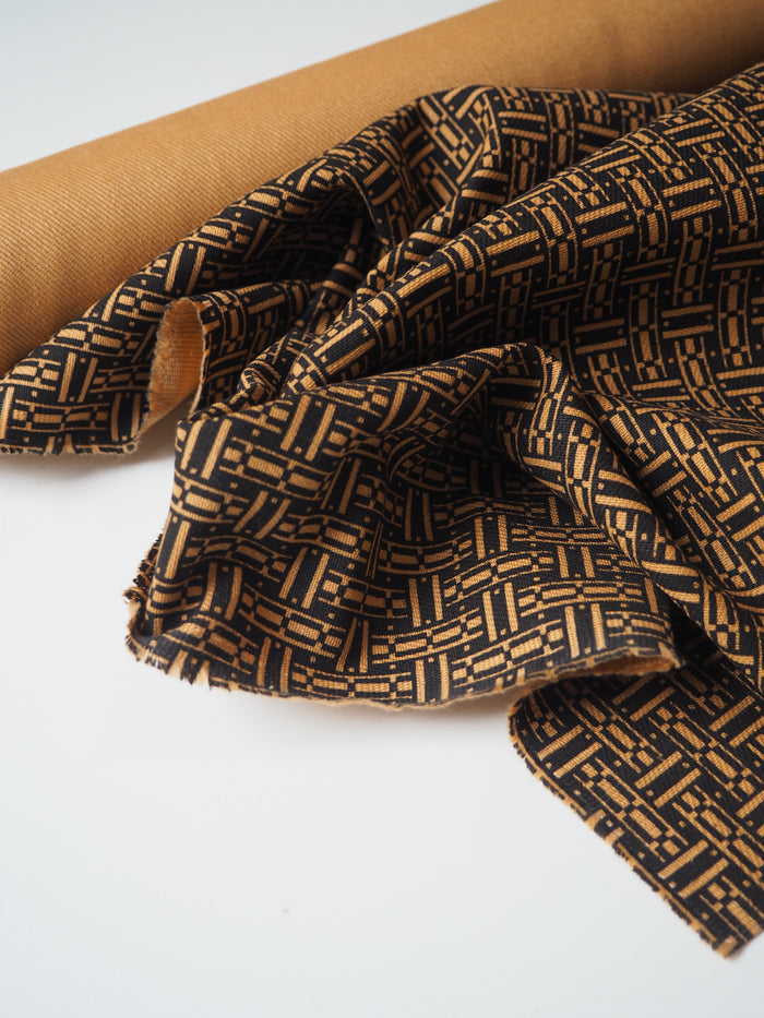 Pale Orange Parquet Cotton Twill