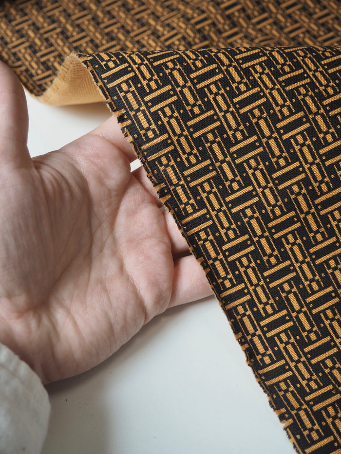 Pale Orange Parquet Cotton Twill