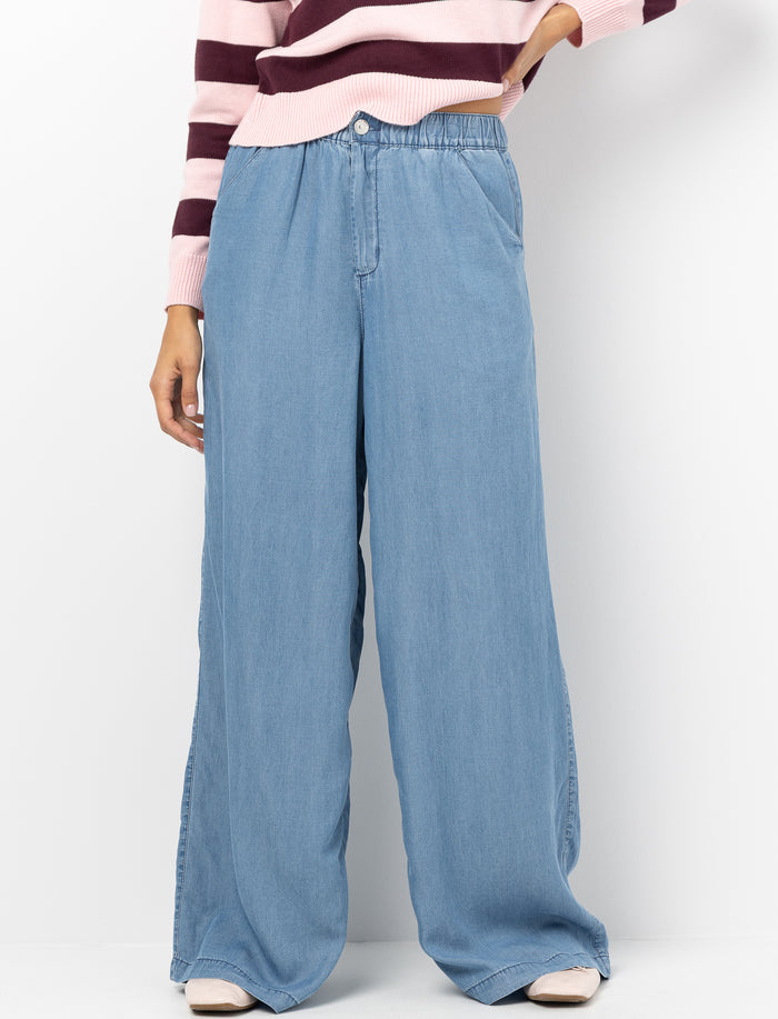 Pantalon à enfiler à jambe large pour femme