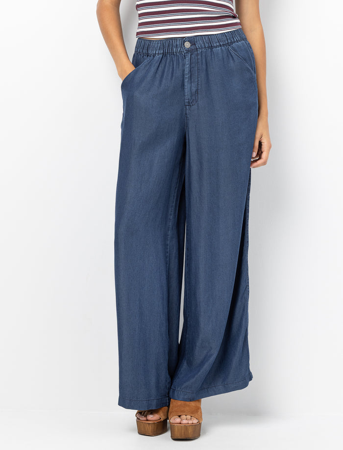 Pantalon à enfiler à jambe large pour femme