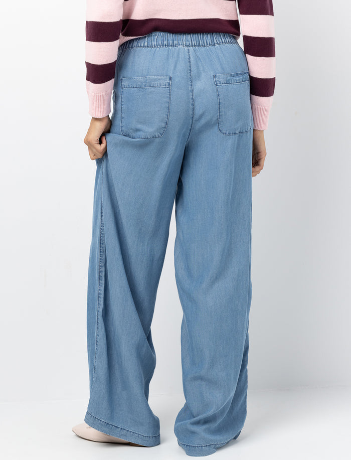 Pantalon à enfiler à jambe large pour femme