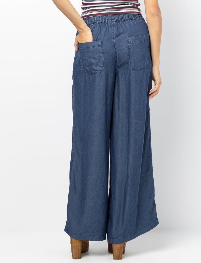 Pantalon à enfiler à jambe large pour femme