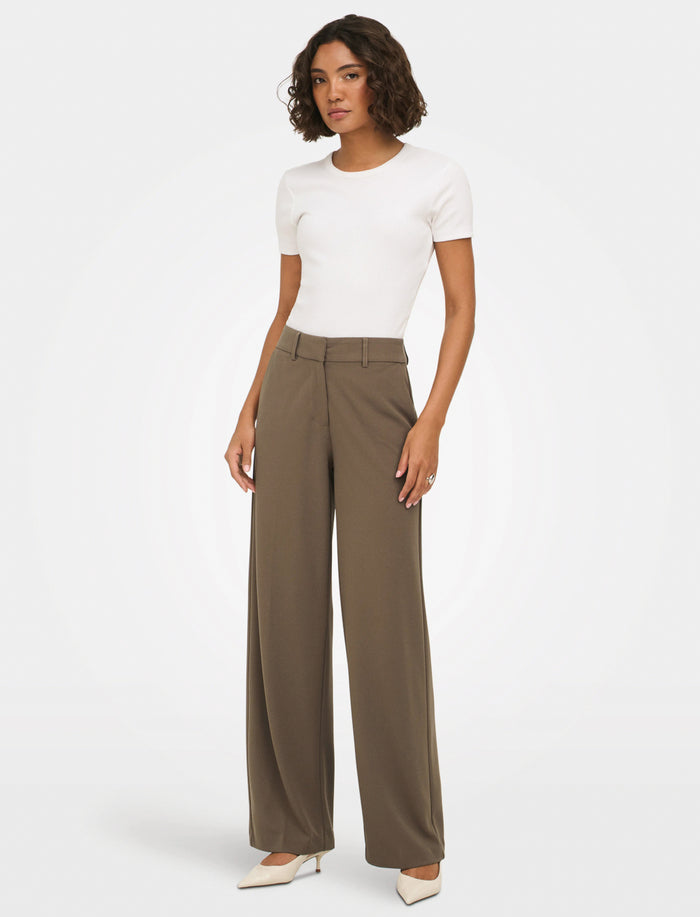 Pantalon à taille haute en jambes larges