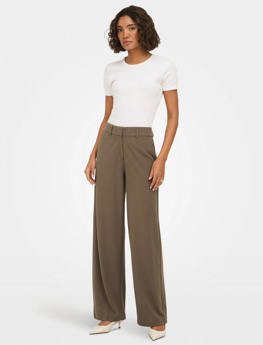 Pantalon à taille haute en jambes larges