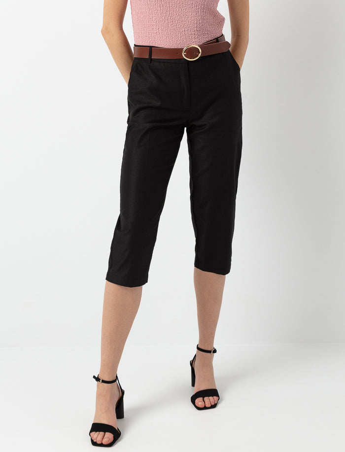 Pantalon capri à taille structurée