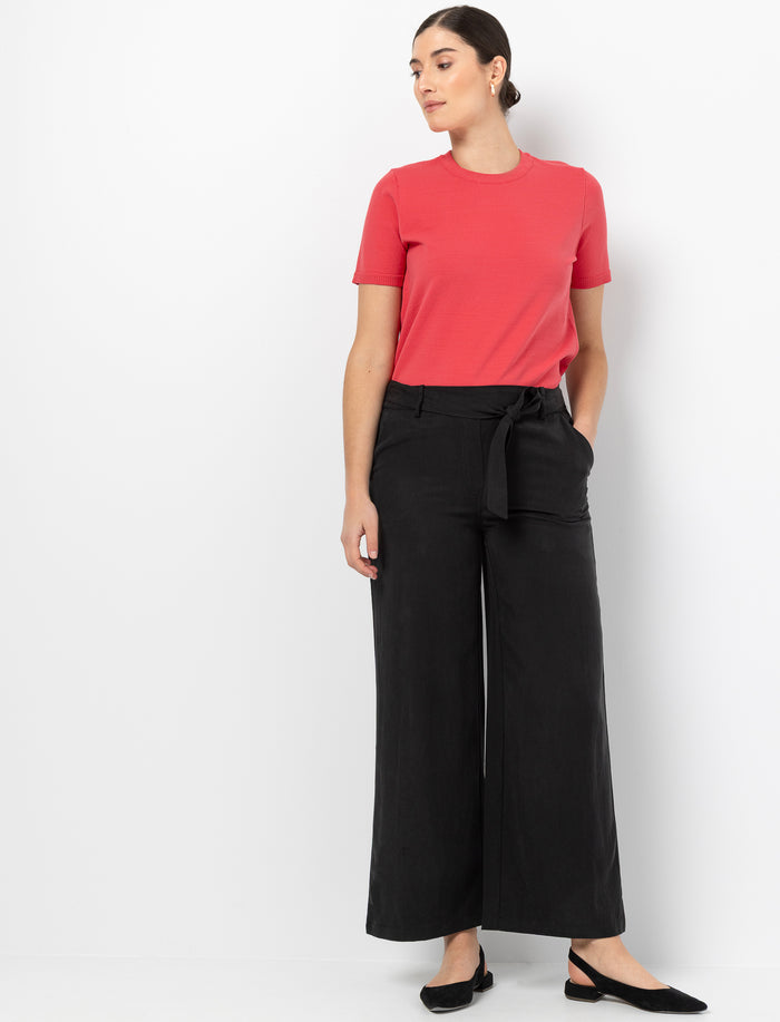 Pantalon jambe large ceinture nouable