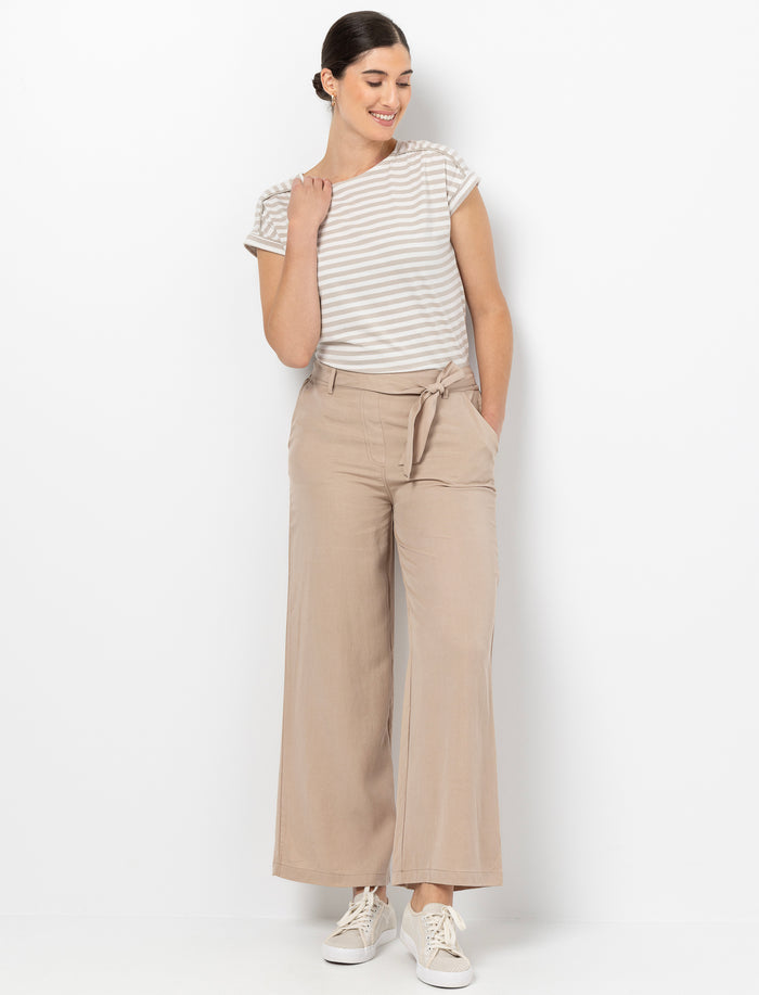 Pantalon jambe large ceinture nouable