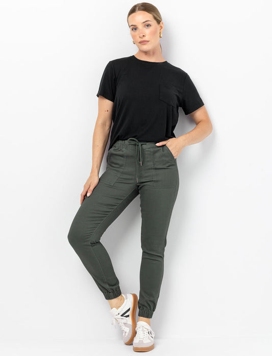 Pantalon jogger en sergé extensible pour femme