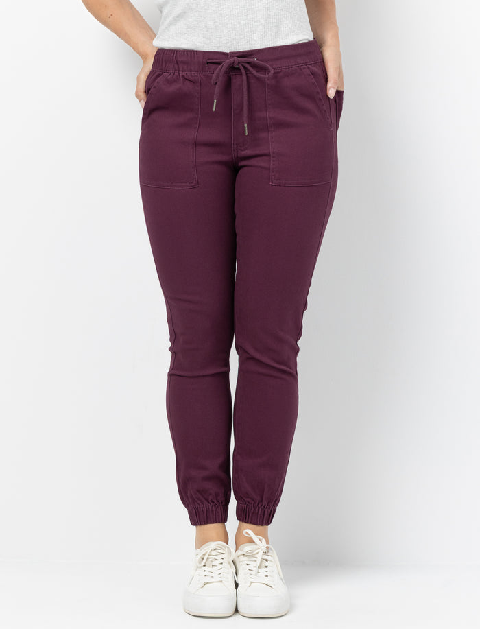 Pantalon jogger en sergé extensible pour femme